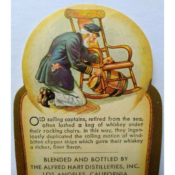 Hart Distilleries Whiskey Label Original 1930s Sailor Hides Keg By Rocking Chair - Picture 2 of 5